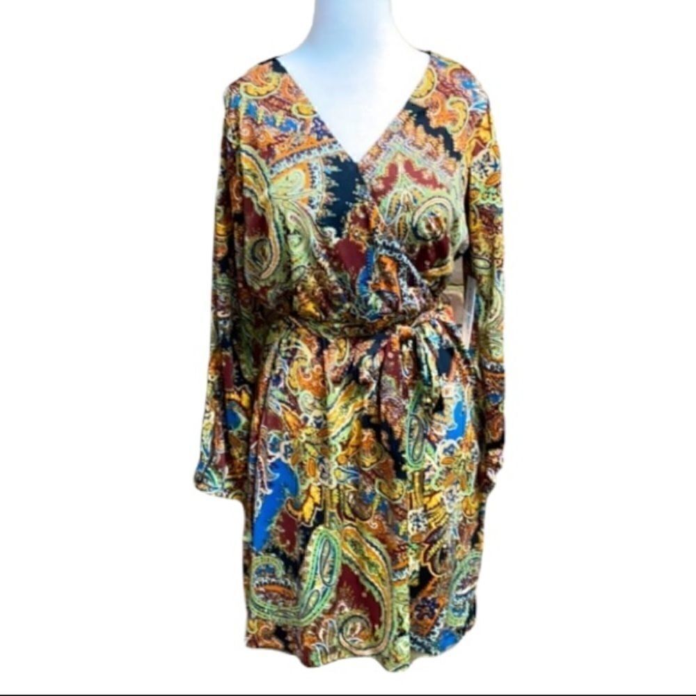 Emma & Michele Paisley Multi Color Wrap Dress